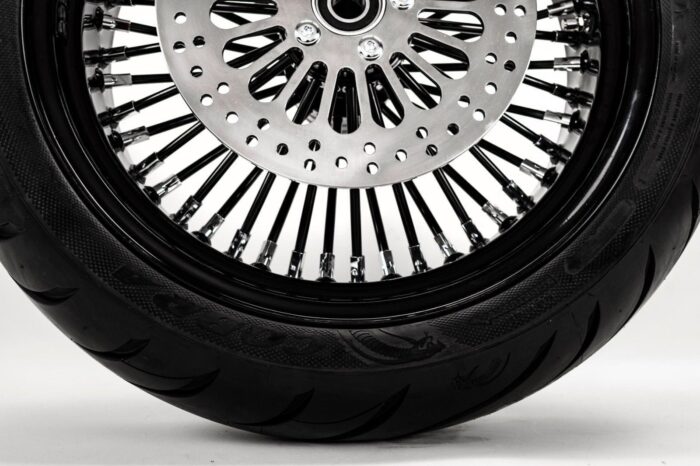 16 x 5.5 Black Rim 52 Fat Mammoth Spoke Rear Wheel BW Tire Harley Touring 09+