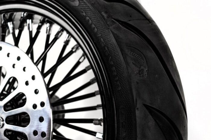 16 x 5.5 Black Rim 52 Fat Mammoth Spoke Rear Wheel BW Tire Harley Touring 09+