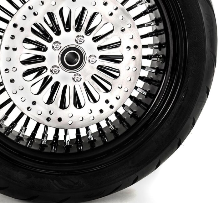 16 x 5.5 Black Rim 52 Fat Mammoth Spoke Rear Wheel BW Tire Harley Touring 09+