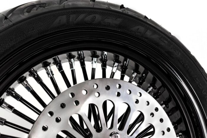 16 x 5.5 Black Rim 52 Fat Mammoth Spoke Rear Wheel BW Tire Harley Touring 09+