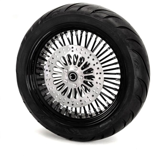 16 x 5.5 Black Rim 52 Fat Mammoth Spoke Rear Wheel BW Tire Harley Touring 09+