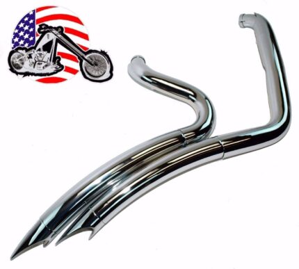 2 1/4" Chrome Big Radius Radius Curves Full Exhaust Drag Pipe System Harley Dyna