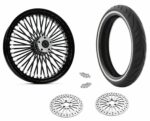 21 3.5 46 Fat King Spoke Black Out Front Wheel Whitewall Tire Harley Touring 08+