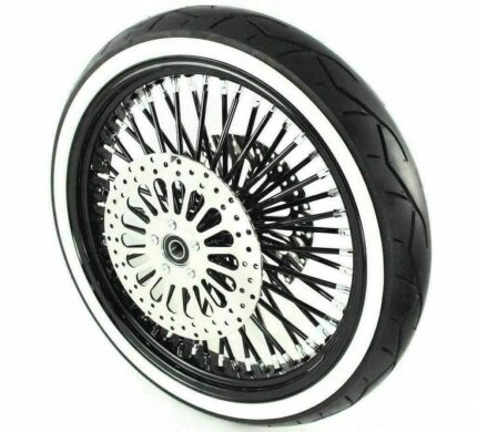 21 3.5 46 Fat King Spoke Black Out Front Wheel Whitewall Tire Harley Touring 08+