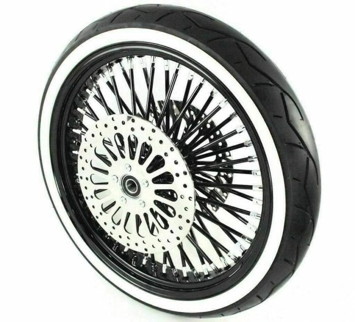 21 3.5 46 Fat King Spoke Black Out Front Wheel Whitewall Tire Harley Touring 08+