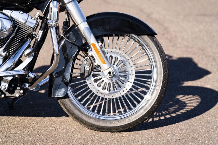 21 3.5 46 Fat King Spoke Front Chrome Rim Blackwall Wheel Tire Package Harley DD