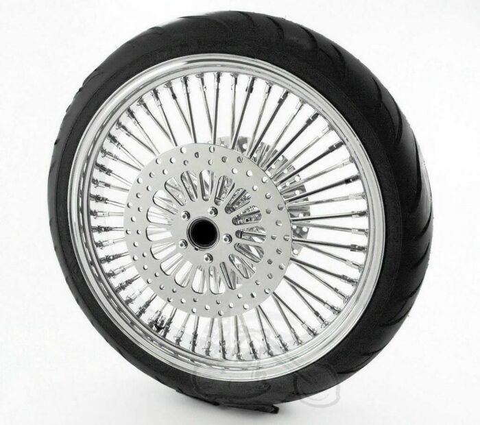 21 3.5 46 Fat King Spoke Front Chrome Rim Blackwall Wheel Tire Package Harley DD