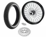 21 3.5 Black 46 Fat King Spoke Front Wheel Rim Package WW SD Single Disc Harley