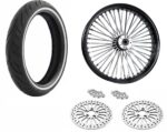 21 3.5 Black 46 Fat King Spoke Wheel Tire Package WW Dual Disc Harley Touring
