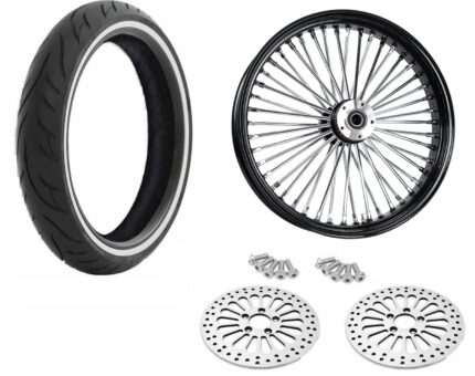 21 3.5 Black 46 Fat King Spoke Wheel Tire Package WW Dual Disc Harley Touring