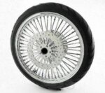 21 3.5 Chrome 46 Fat Spoke Blackwall Front Wheel Package 2008+ Harley with Dual Disc