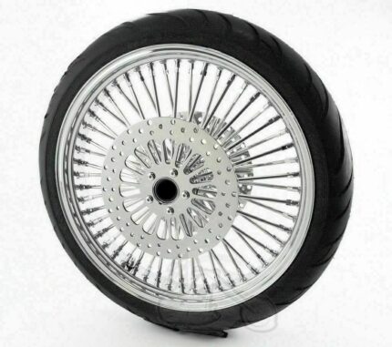 21 3.5 Chrome 46 Fat Spoke Blackwall Front Wheel Package 2008+ Harley with Dual Disc