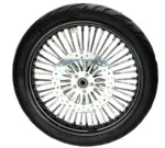 21 x 3.5 Black 46 Fat King Spoke Front Single Disc Wheel Rim Package BW Harley