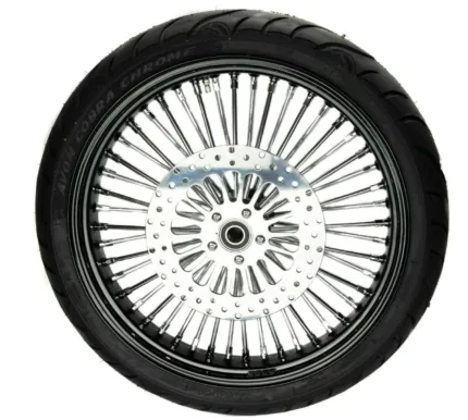 21 x 3.5 Black 46 Fat King Spoke Front Single Disc Wheel Rim Package BW Harley