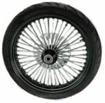 21 x 3.5 Black 46 Fat King Spoke Front Single Disc Wheel Rim Package BW Harley