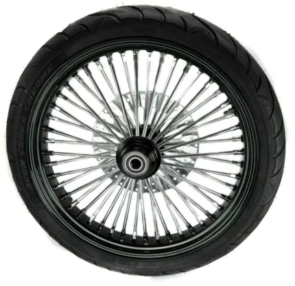 21 x 3.5 Black 46 Fat King Spoke Front Single Disc Wheel Rim Package BW Harley