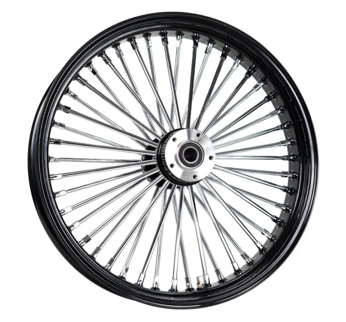 21 x 3.5 Chrome 46 Fat Spoke Front Black Rim Wheel Harley Touring Dual Disc