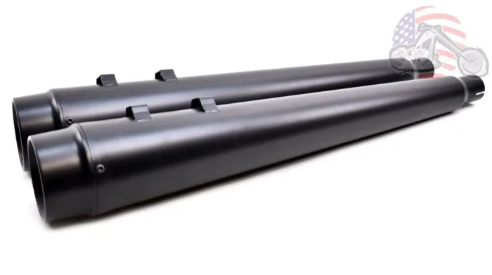 4" Black Megaphone Slip-On Mufflers Exhaust Pipes 95-16 Harley Touring Dresser