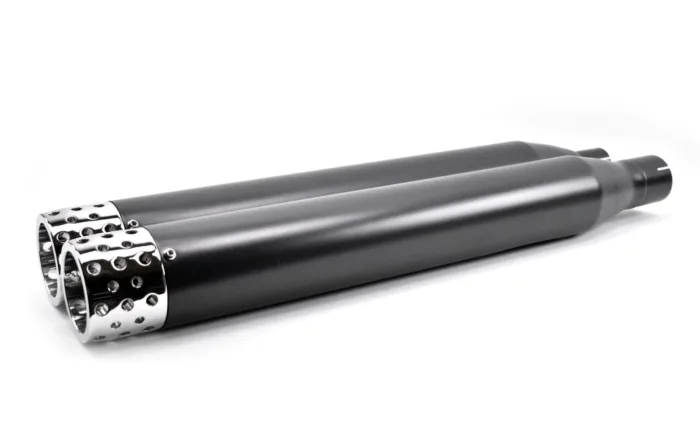 4" Black Swiss Cheese Slip-On Mufflers Exhaust Pipes 2017-2020 Harley Touring