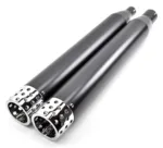 4" Black Swiss Cheese Slip-On Mufflers Exhaust Pipes 2017-2020 Harley Touring