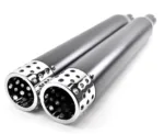 4" Black Swiss Cheese Slip-On Mufflers Exhaust Pipes 2017-2020 Harley Touring