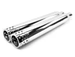 4" Chrome Swiss Cheese Drilled Slip-On Mufflers Exhaust Pipes Harley Touring 17+