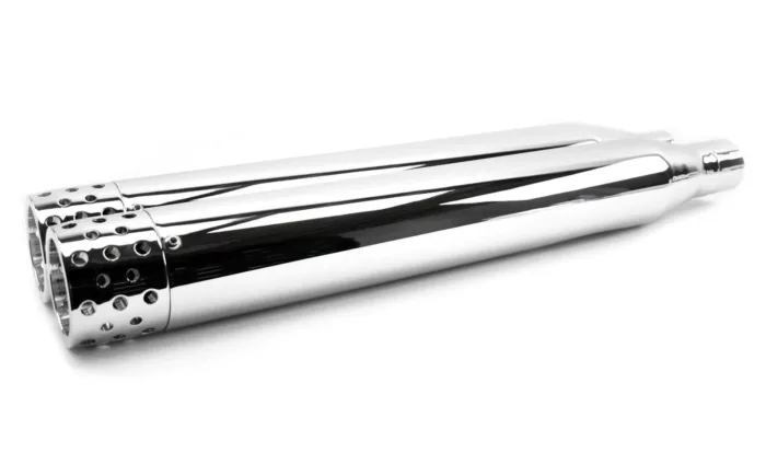 4" Chrome Swiss Cheese Drilled Slip-On Mufflers Exhaust Pipes Harley Touring 17+