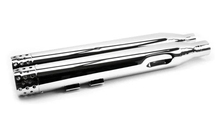 4" Chrome Swiss Cheese Drilled Slip-On Mufflers Exhaust Pipes Harley Touring 17+