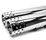 4" Chrome Swiss Cheese Drilled Slip-On Mufflers Exhaust Pipes Harley Touring 17+