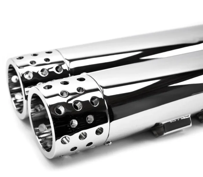 4" Chrome Swiss Cheese Drilled Slip-On Mufflers Exhaust Pipes Harley Touring 17+