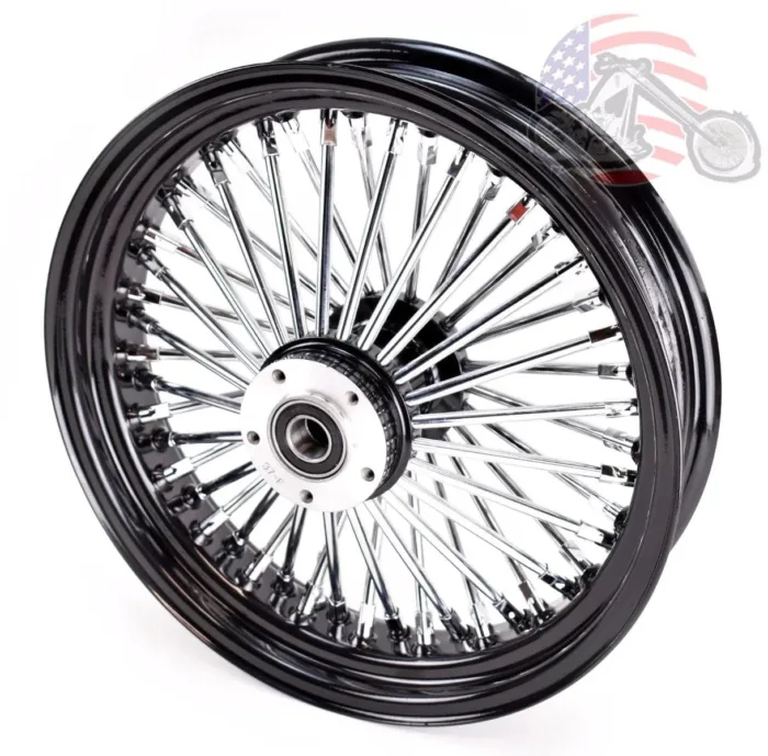 48 King Fat Spoke 16 X 3.5 Front Wheel Black Rim Hub Harley Softail Wide Glide