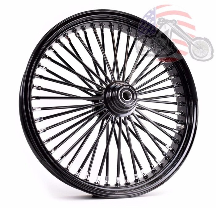 48 King Fat Spoke 21 X 3.5 Front Wheel Black-Out Rim Harley Softail Single Disc