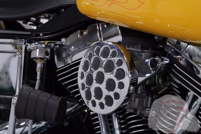 Air Filter Cleaner Holey Drilled Chrome Cover Harley Dyna Breather Backing Plate