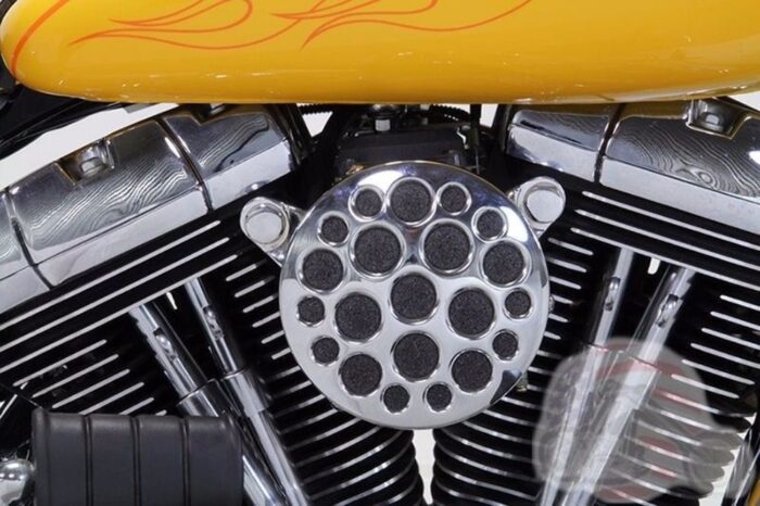 Air Filter Cleaner Holey Drilled Chrome Cover Harley Dyna Breather Backing Plate