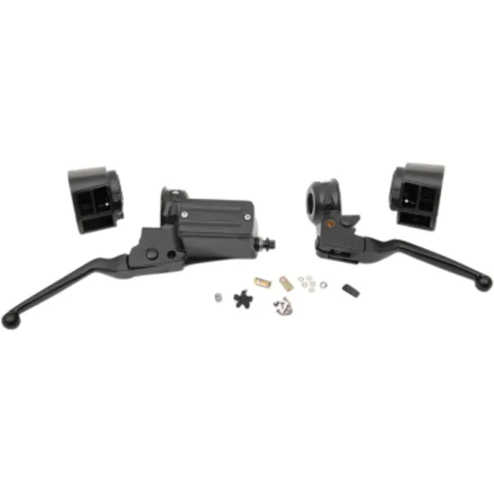 Black Handlebar Controls Control Set Dual Disc Harley Touring Softail FXR 84-95