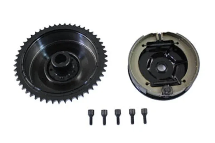 Black Rear Mechanical Brake Kit 1936-1957 Harley Shoes Backing Plate Drum Rigid