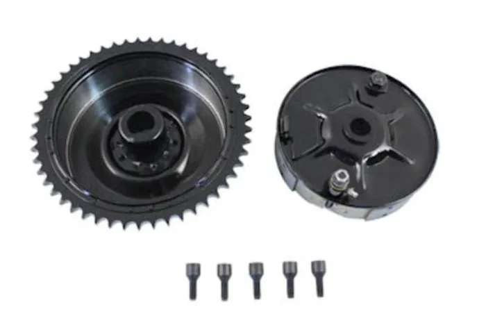 Black Rear Mechanical Brake Kit 1936-1957 Harley Shoes Backing Plate Drum Rigid