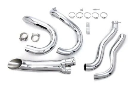Chrome 2 into 1 Lake Pipes Exhaust Headers 70Up Harley Shovelhead Custom Chopper