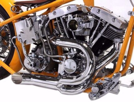 Chrome 2 into 1 Lake Pipes Exhaust Headers 70Up Harley Shovelhead Custom Chopper