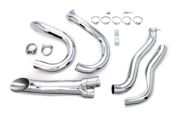 Chrome 2 into 1 Lake Pipes Exhaust Headers 70Up Harley Shovelhead Custom Chopper