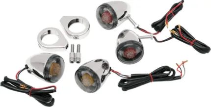 Chrome Deuce Style Front Rear Turn Signal Set Harley Softail Dyna Sportster FXR