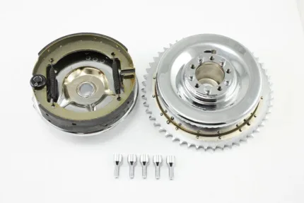 Chrome Rear Mechanical Brake Kit 1936-1957 Harley Shoes Backing Plate Drum Rigid
