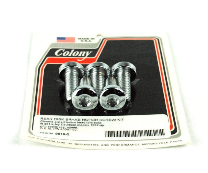Colony 5 New Chrome Rear Disk Brake Rotor Bolts Set Harley Chopper Bobber Custom