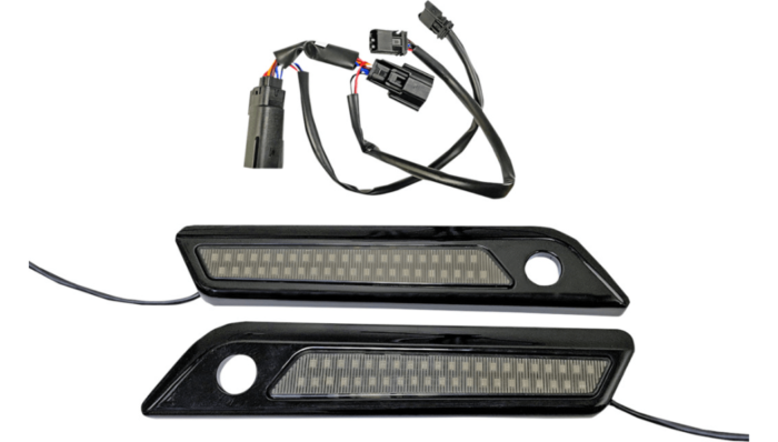 Custom Dynamics Saddlebag Latch Dual Light Smoke Black Pair Harley Touring 14-23