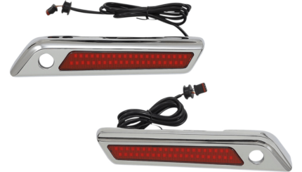 Custom Dynamics Saddlebag Latch Dual Lights Red Chrome Set Harley Touring 14-23