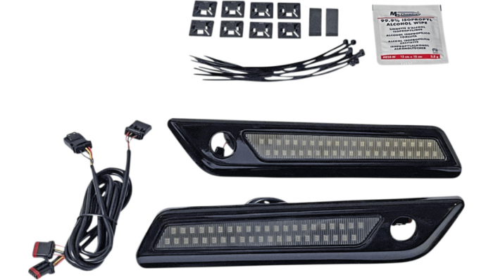 Custom Dynamics Saddlebag Latch Dual Lights Smoke Black Pair Harley Touring 14+