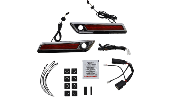Custom Dynamics Saddlebag Latch LED Accent Lights Red Chrome Harley Touring 14+