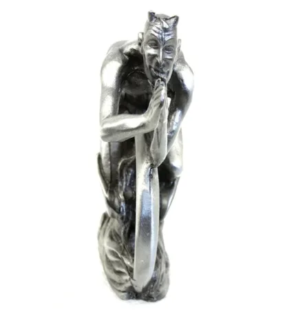 Devil and Wheel Front Fender Ornament Silver Pewter Finish Harley Custom Vintage