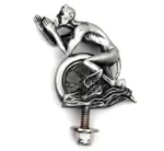 Devil and Wheel Front Fender Ornament Silver Pewter Finish Harley Custom Vintage