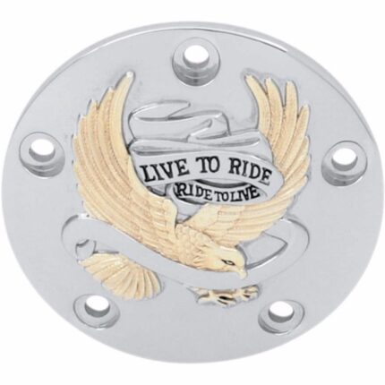 Drag Chrome Gold 5-Bolt Eagle Ignition Cover Live to Ride Harley Twin Cam 99-17